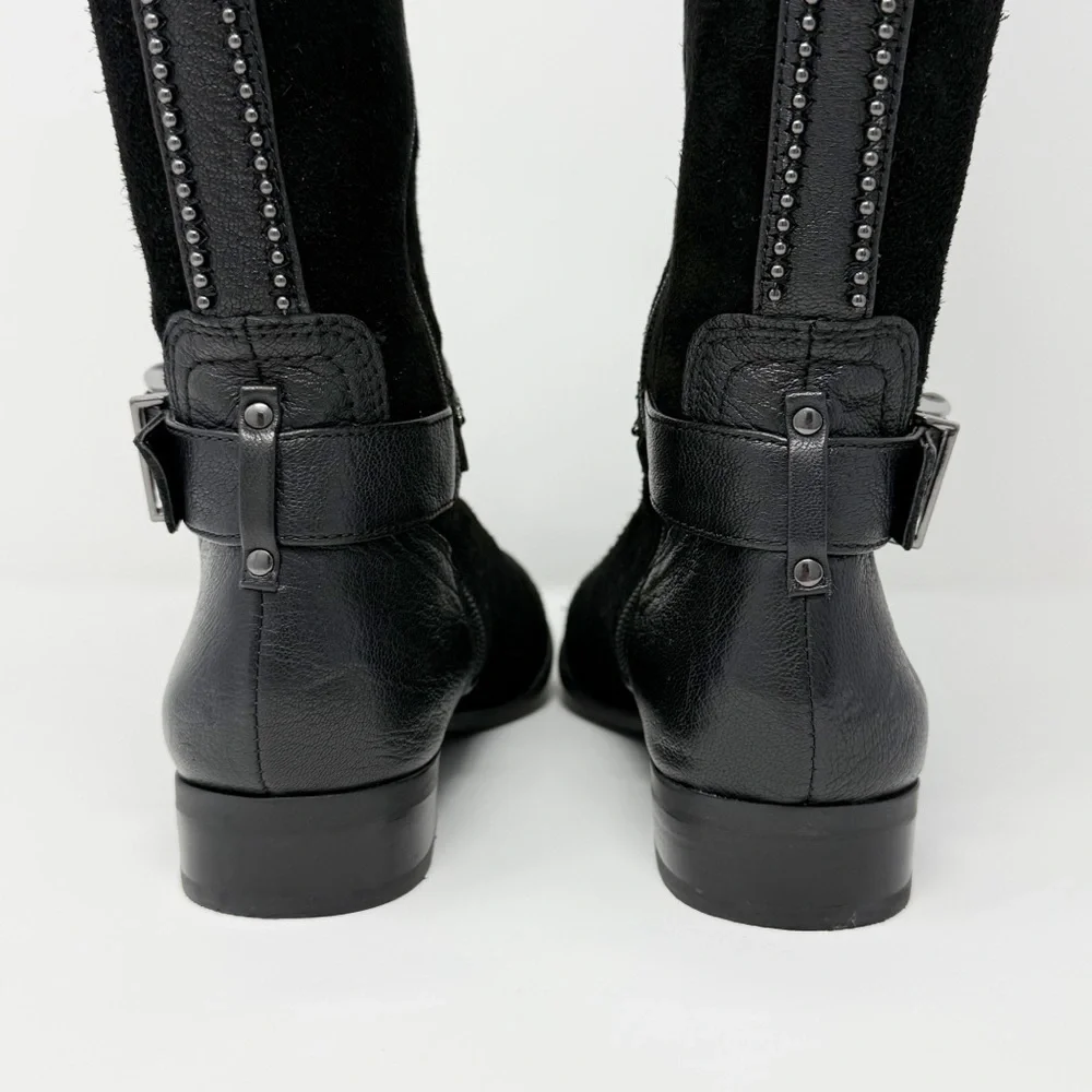 Alex Marie Davian Black Knee High Boots Women’s 9.5M Suede Leather Riding Boots